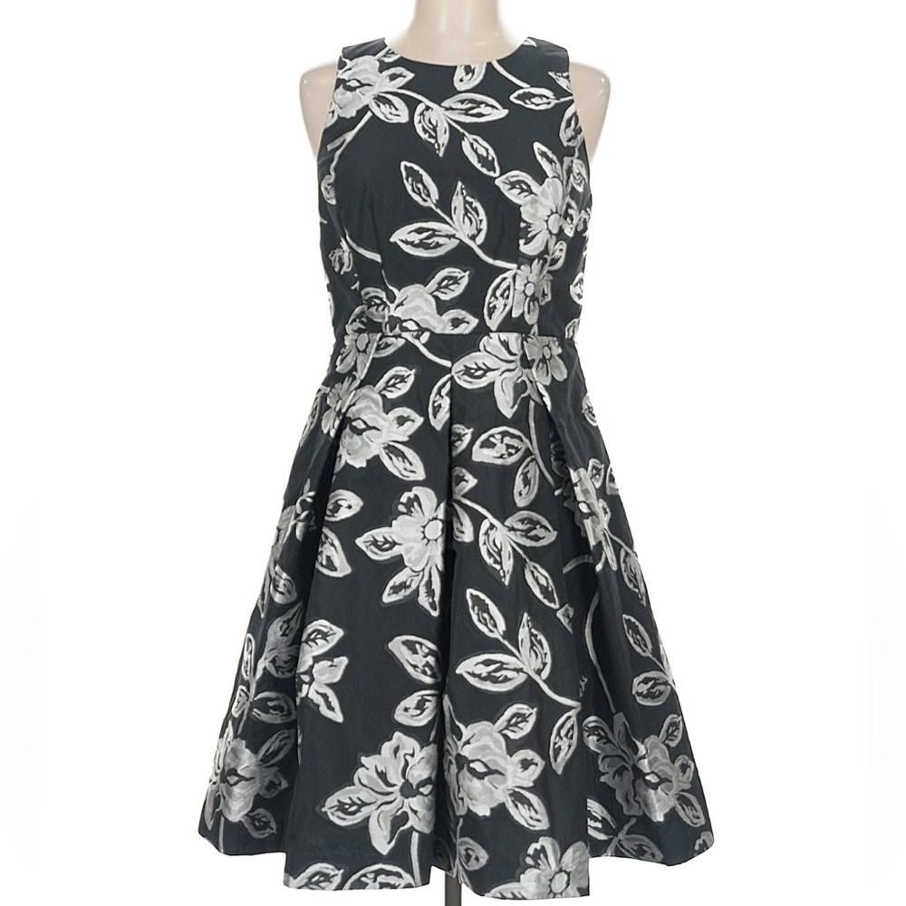 Eliza J Black and White Floral Midi Dress
